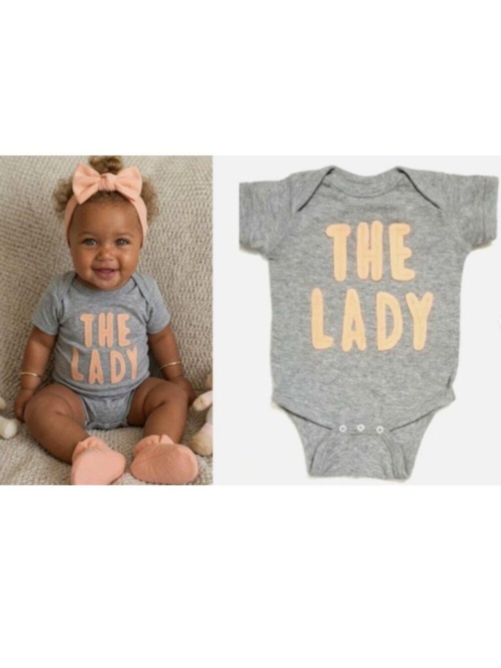 BABY GIRL'S JAMJAMSJAM "THE LADY" BROOKLYN BOUTIQUE ONE-PIECE TEE BODYSUIT 6M